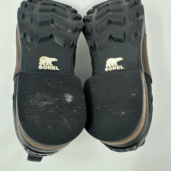 Sorel Womens Size 7 .5 Emelie Chelsea Boots Quarry Black Leather Waterproof Shoe - Picture 6 of 12